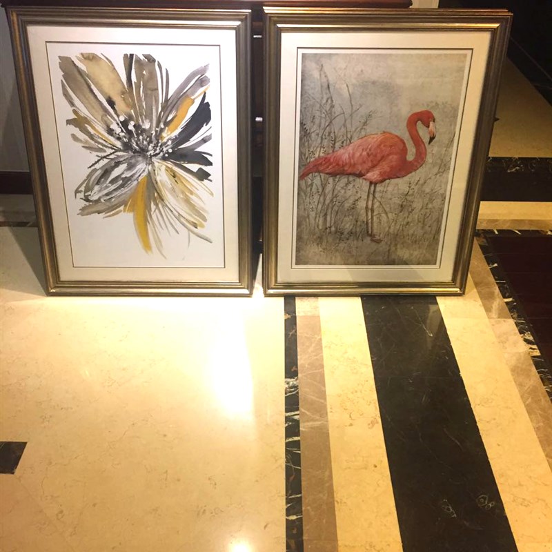 美式客厅装饰画hh餐厅水墨百合小美清新抽象挂画书房走廊玄关壁画