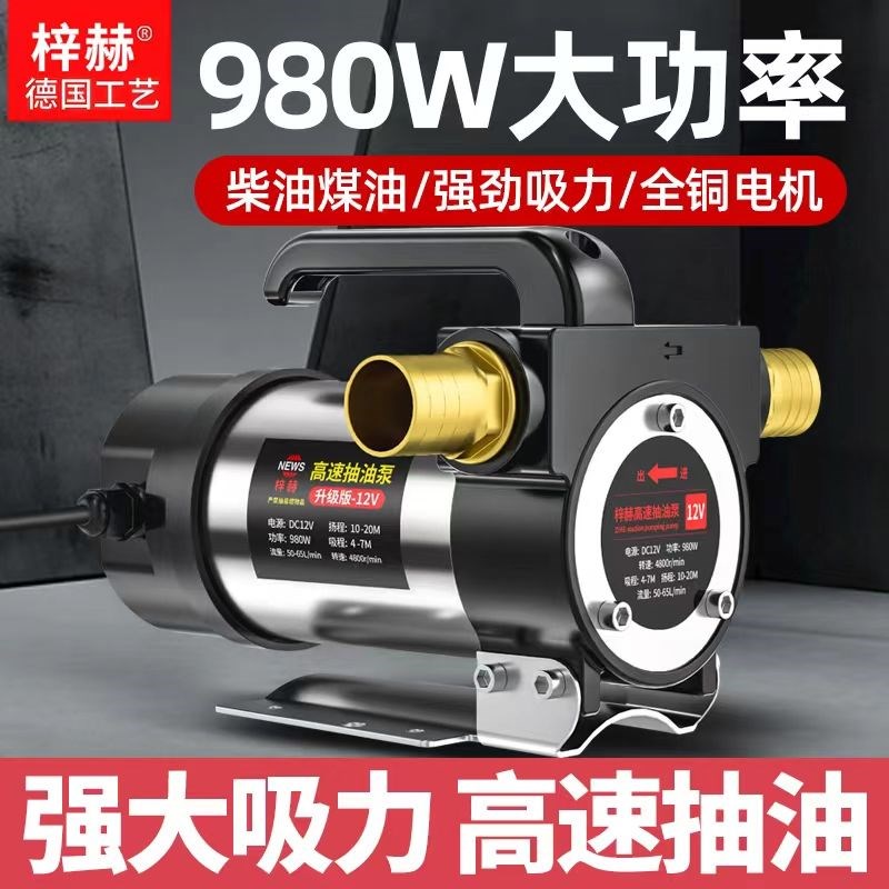 德国进口电动12V抽油泵加油泵抽油器24V220V大流量自吸泵直流柴油