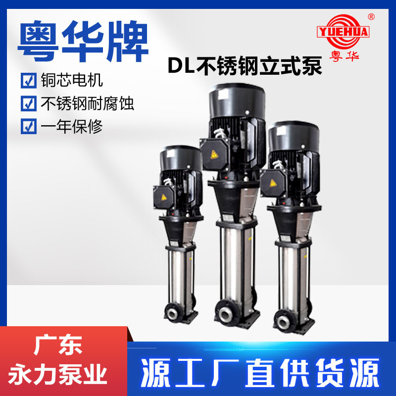 广东粤华不锈钢水泵DL4-160大流量高扬程循环增压机械密封永力泵