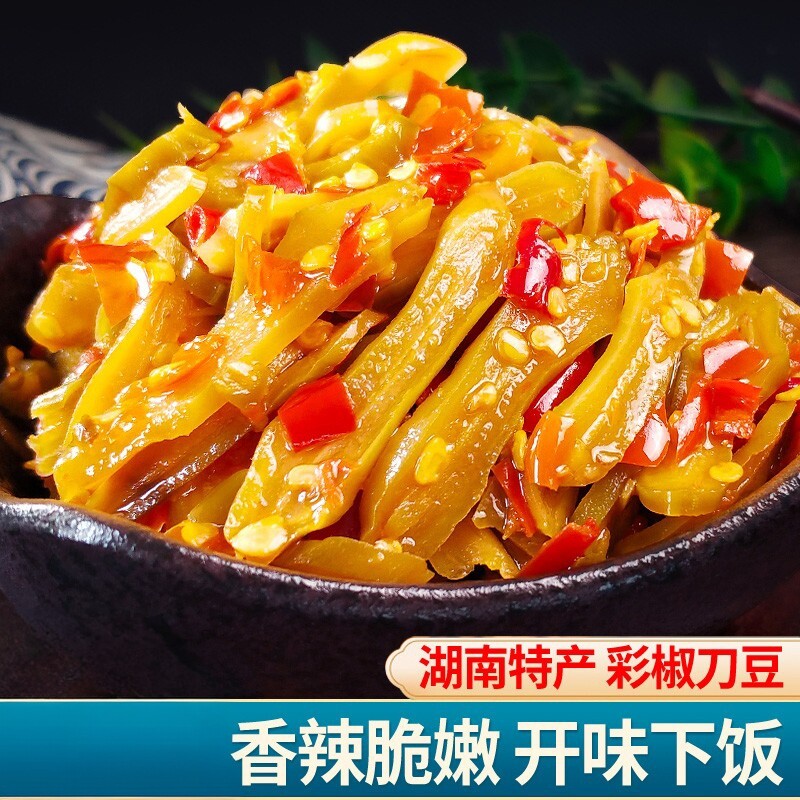湖南刀豆剁辣椒手工新鲜腌制农家酸辣开味下饭菜泡菜剁椒刀豆