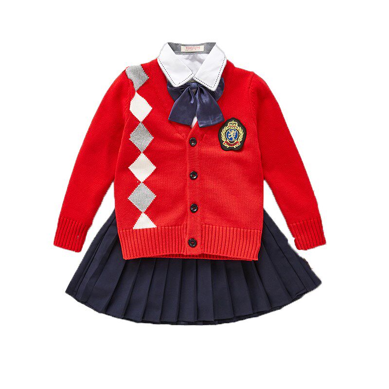英伦风校服春秋冬装幼儿园园服中小学生班服针织套装学院风深圳