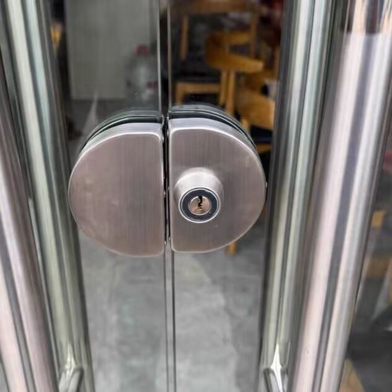 单门双门不锈钢免开孔双开门锁店铺玻璃门锁中央锁推拉玻璃锁