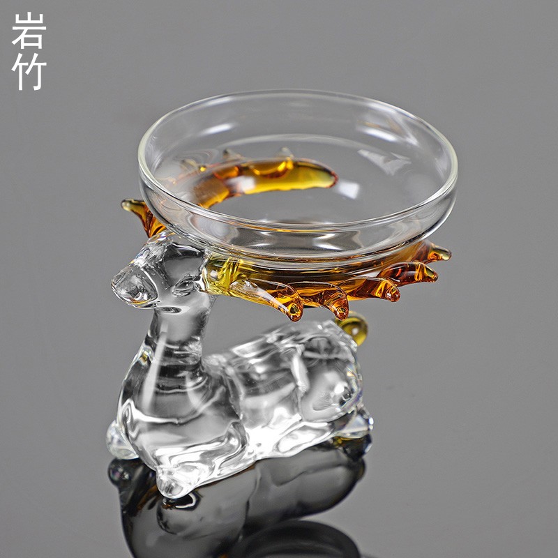 玻璃茶漏茶滤创意个性茶漏器日式水晶茶叶过滤器鹿泡茶过滤网精品