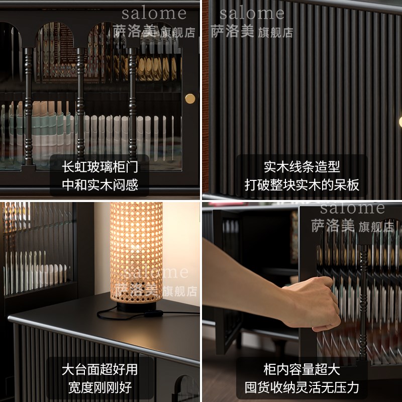 法式实木电视柜落地客厅美式2025新款中古电视机柜收纳储物柜一体