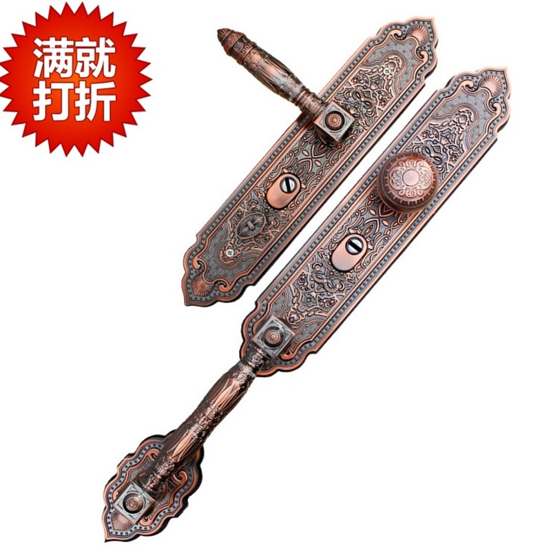 豪华别墅锌合金大门把手双门对开门拉手加厚防盗门板手锁通用型