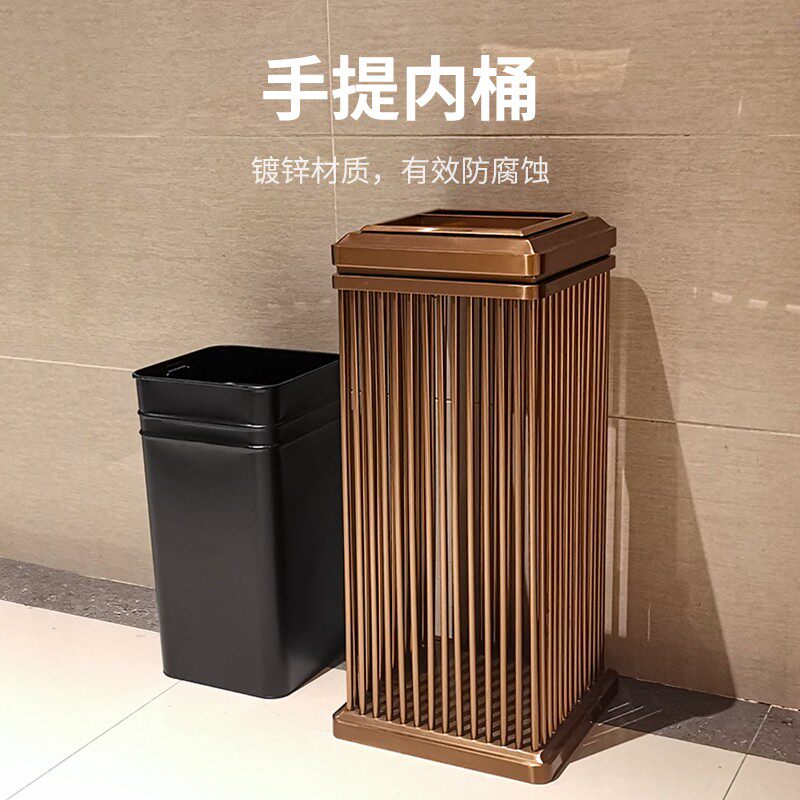 不锈钢酒店垃圾桶立式商用大号轻奢宾馆大厅走廊ktv大堂带灭烟缸
