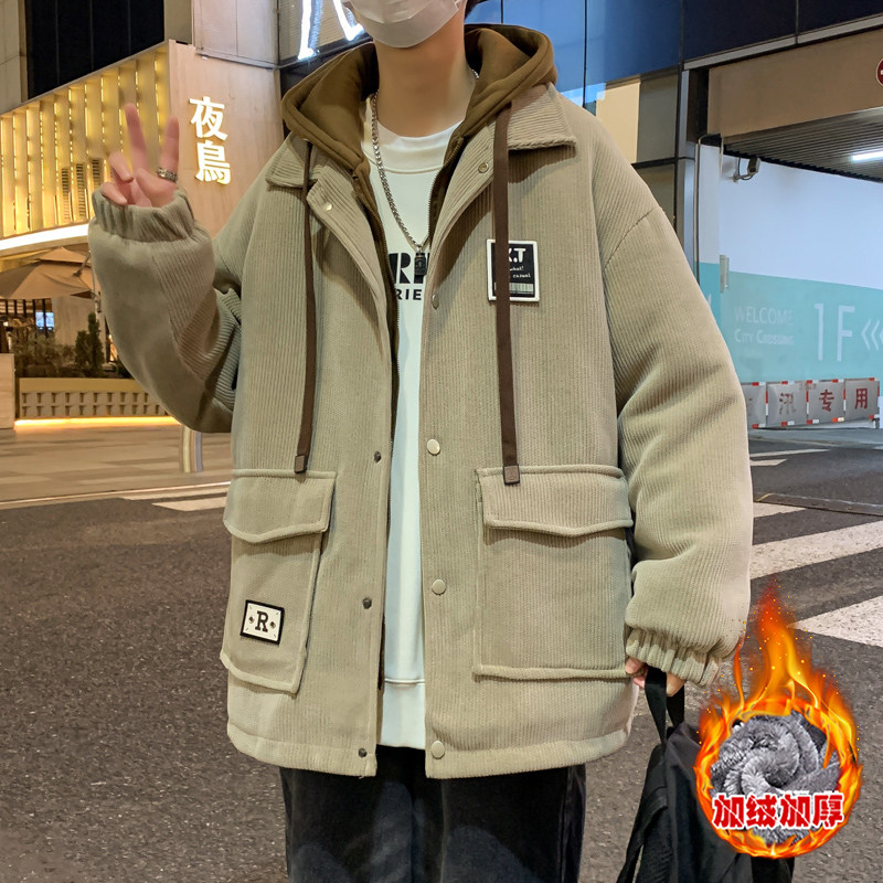 秋冬款棉服外套13男孩初高中学生14加绒加厚15岁大童冬装夹克棉衣