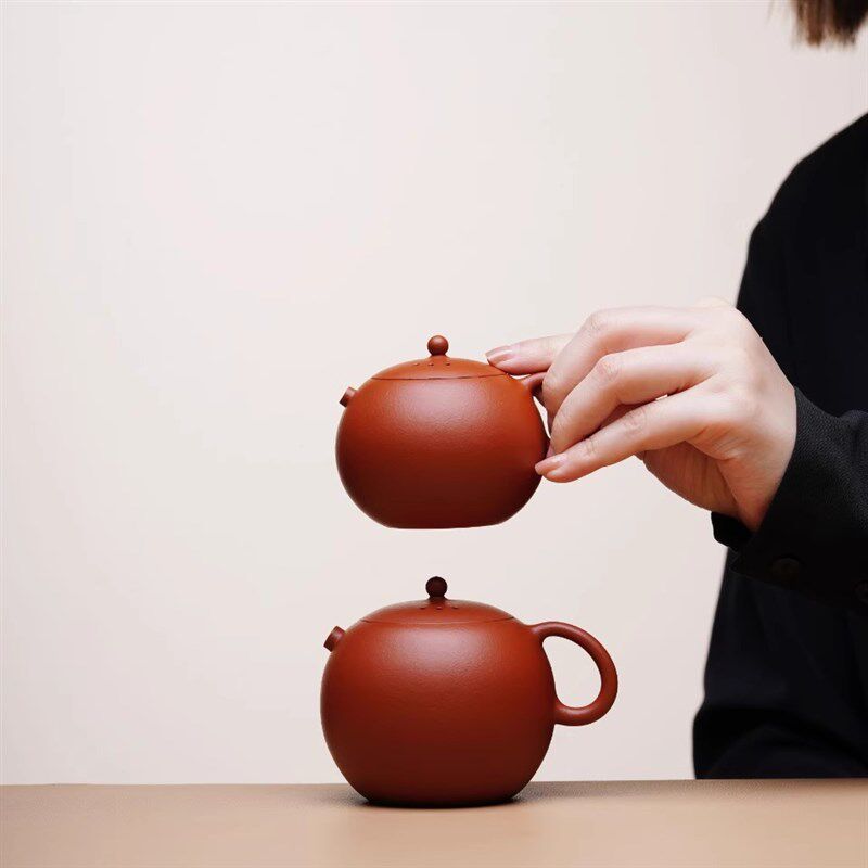 一条【玲珑】原矿朱泥紫砂茶壶手工西施