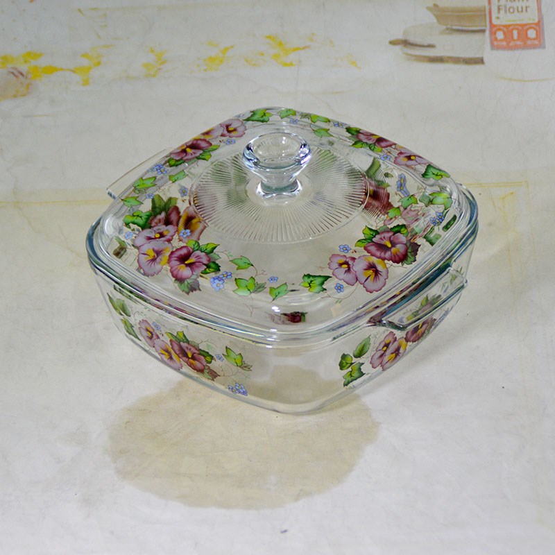 韩式圆形汤盘玻璃盘碗餐具汤盘汤碗加厚方盘个性饭碗家用耐冷耐热