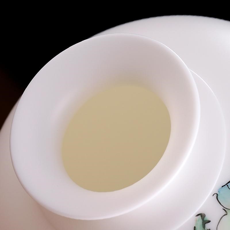 东方泥土《好柿连连》手绘柿子羊脂玉瓷中式客厅博古架电视柜花瓶