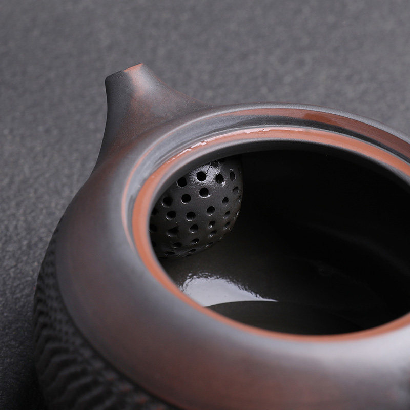 云南紫陶茶壶陶瓷西施壶手工跳刀单壶功夫茶具家用紫砂壶侧把壶图片