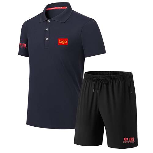 2026新款中国队夏季男冰丝polo短袖运动短裤休闲套装教练服情