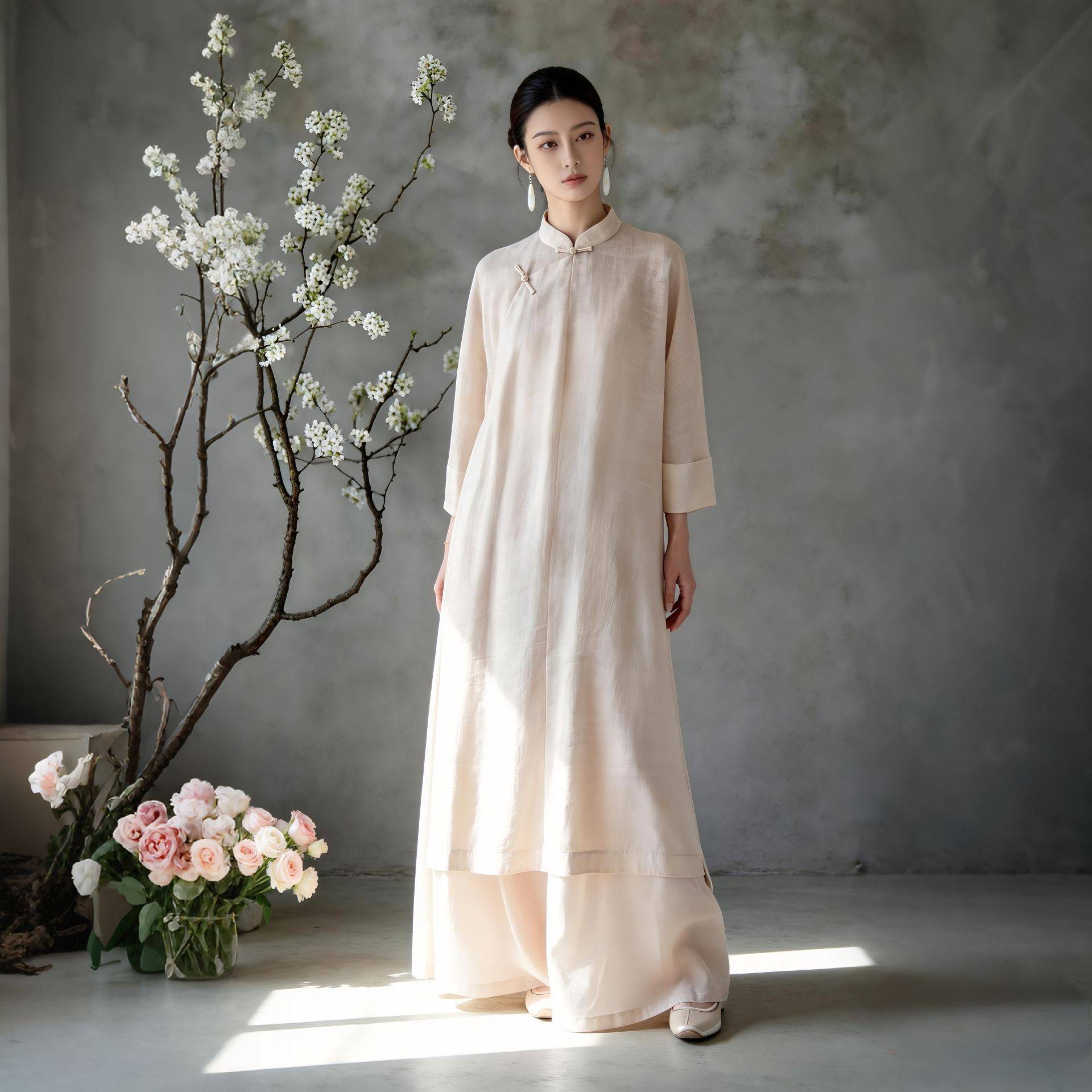 2026新款99茶杏新中式两件上衣