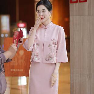 2026新款妈妈装夏装时尚套装喜庆气质显瘦婚礼礼服婚礼场景订婚服