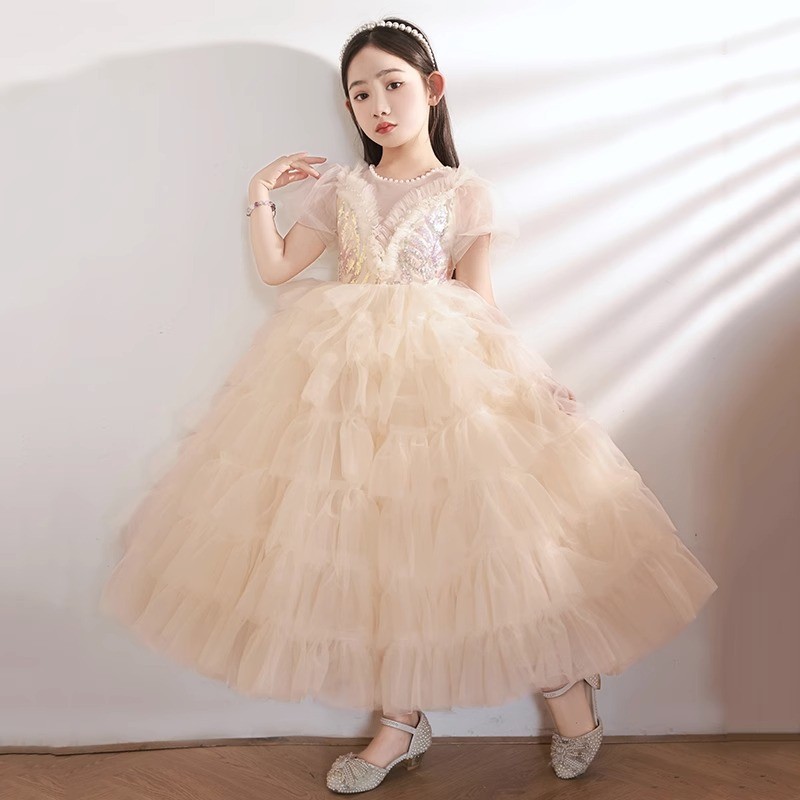 2026新款女童礼服高级感生日宴会公主裙小女孩主持人晚礼服儿童钢图片