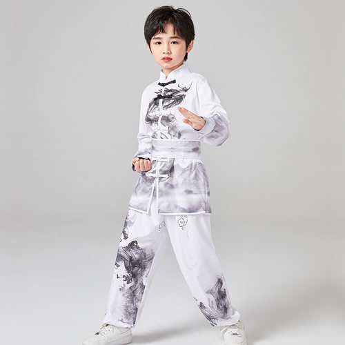 2026新款儿童武术演出服水墨练功服太极服套装古风太极拳比赛表演