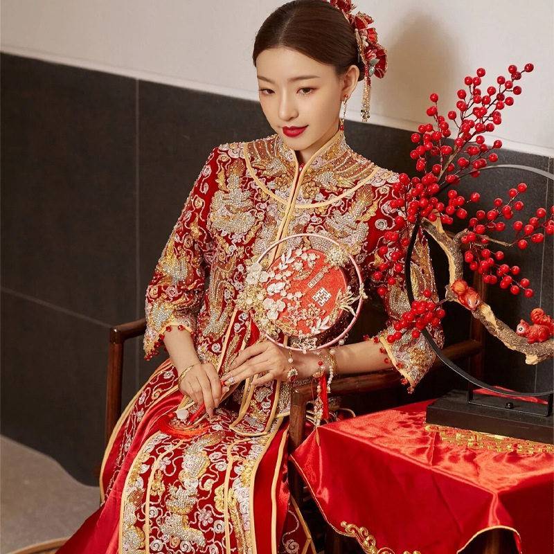 2026新款秀禾服新娘夏季敬酒服结婚龙凤褂高档出阁服中式婚服礼服图片
