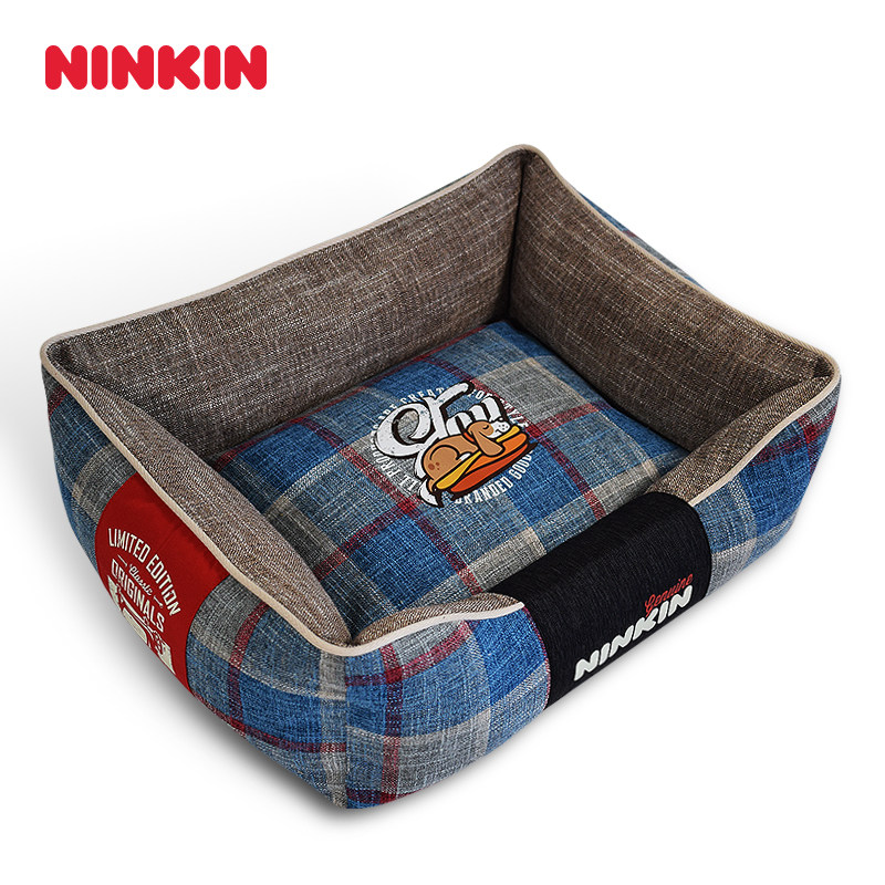 Ninkin新款格子狗窝柴犬柯基法斗英斗比熊博美吉娃娃狗床可拆洗窝