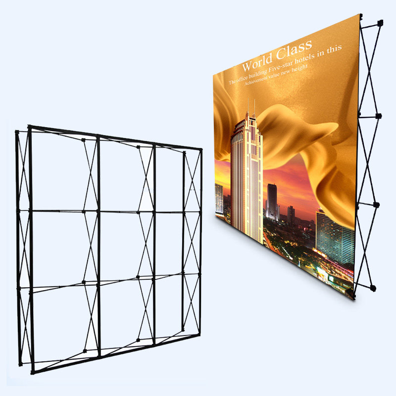 福建福州  加固铁拉网展架 便携折叠背景墙 3x4 KT板展示架广告架