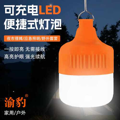 LED充电灯泡摆摊夜市灯不插电长续航地摊灯家用可移动式露营球泡