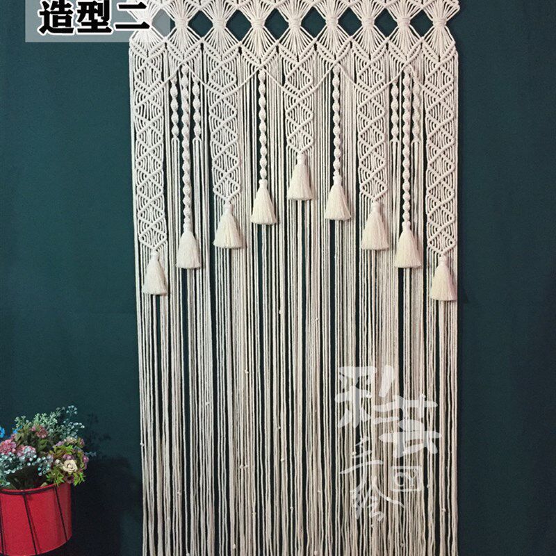编织挂毯门帘流苏隔断遮挡挂帘背景挂布饰品北欧风飘窗帘婚礼线帘