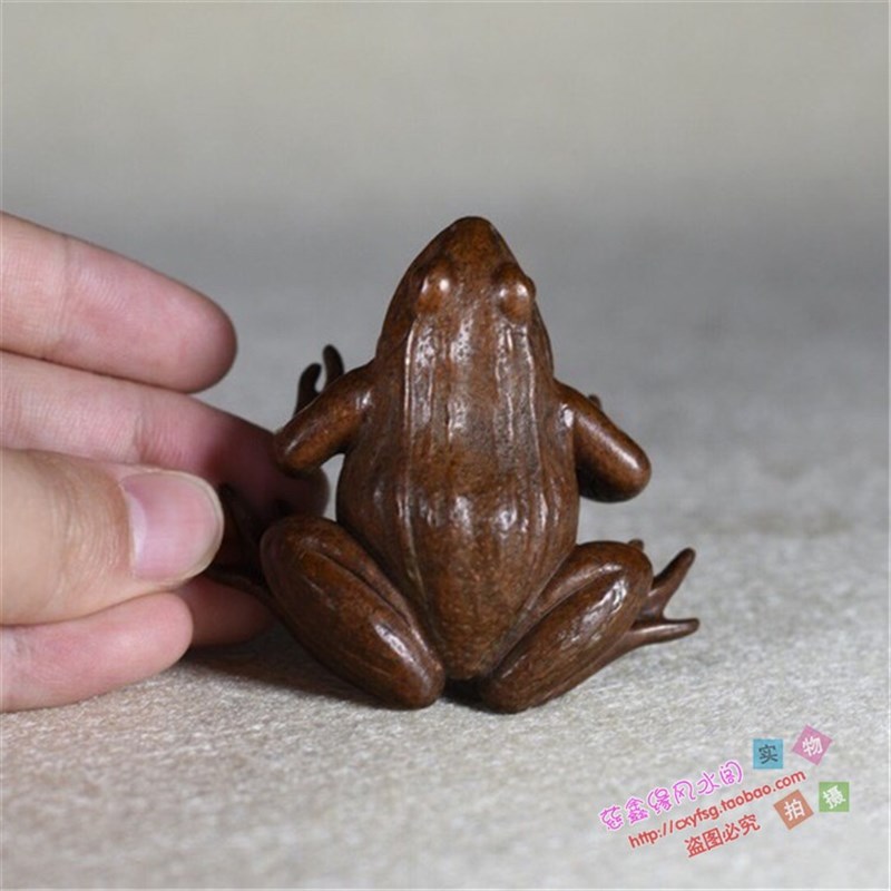 纯铜手工仿古实心紫铜茶宠小物件 青蛙小摆件 茶道 盖置小把件