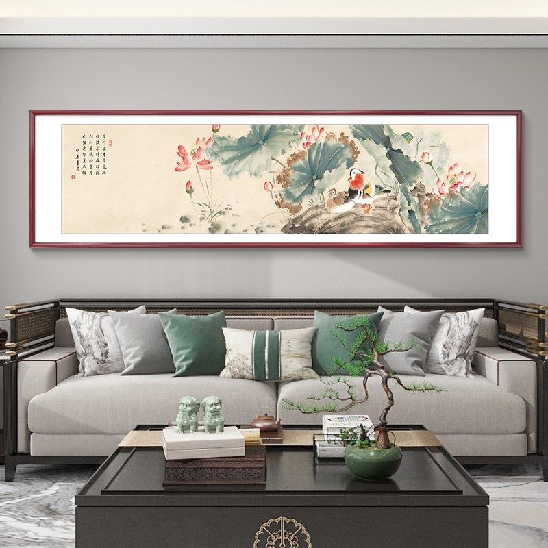 多子多福石榴牡丹装饰画新中式新款花鸟卧室床头挂画客厅背景墙画