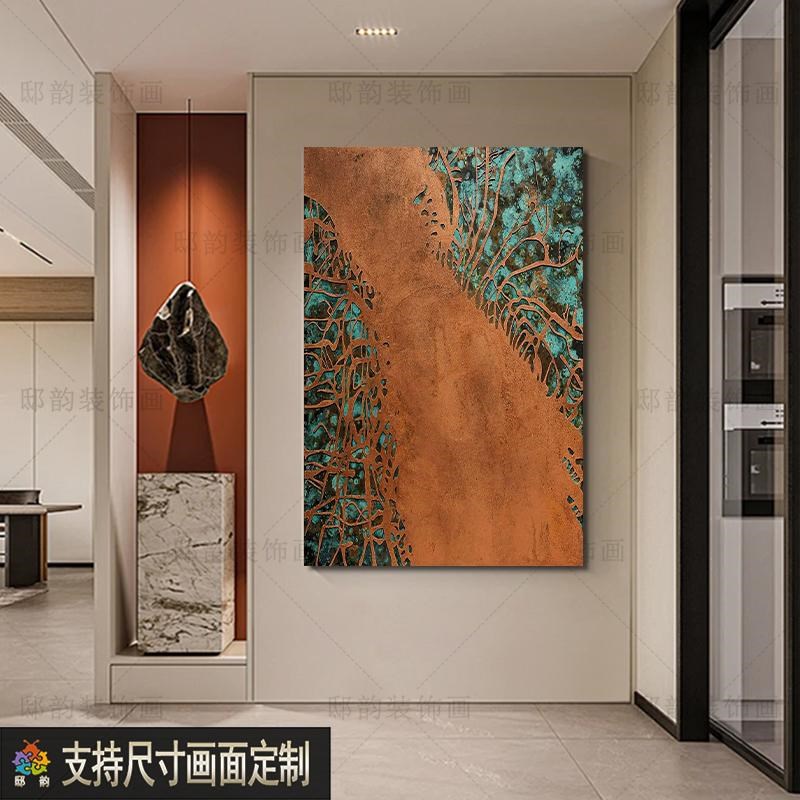 中古风客厅样板间装饰画玄关过道轻奢晶瓷画民宿酒店餐厅软装挂画
