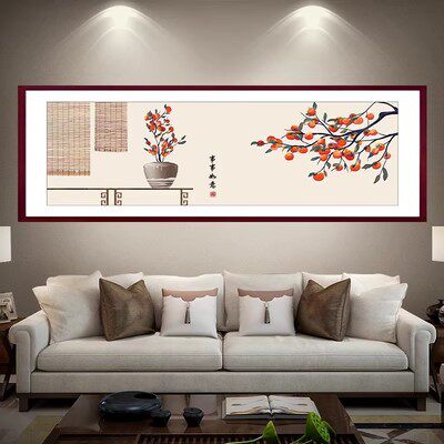 喜上眉梢花鸟国画新中式客厅沙发卧办公室背景墙装饰自粘贴纸壁画