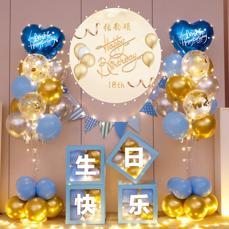 成人18岁周岁气球生日装饰场景布置男童高级感女孩背景墙海报男孩