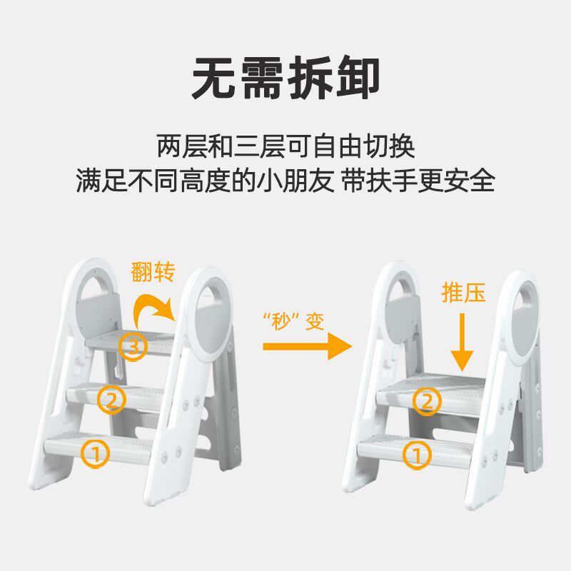 儿童百变踩脚凳宝宝洗手台阶凳可折叠增高凳卫生间脚踏凳脚踩楼梯