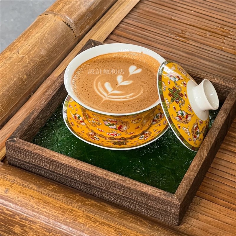 新中式青花瓷咖啡杯复古陶瓷茶杯茶具火锅店大容量盖碗茶甜品杯子