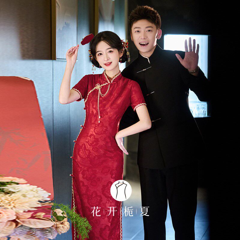 《熹华》红色旗袍新中式改良新娘敬酒服回门礼服订婚连衣裙