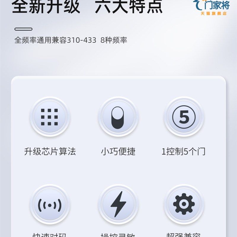 多合一卷闸门对拷遥控器卷帘门多频拷贝电动车库门伸缩门通用钥匙