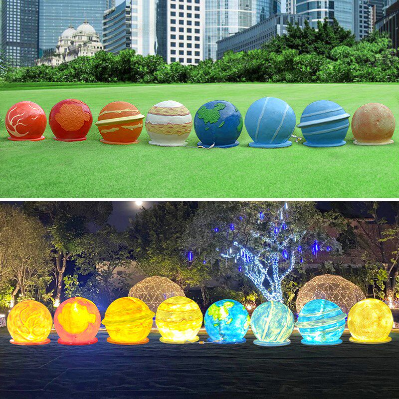 夜光星球八大行星模型地球月球灯商场酒吧美陈装饰玻璃钢雕塑摆件