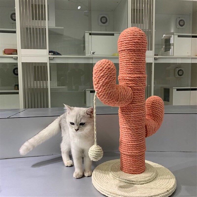 粉色仙人掌猫爬架猫咪磨爪利器剑麻绳猫爬柱跳台玩具立式猫抓板
