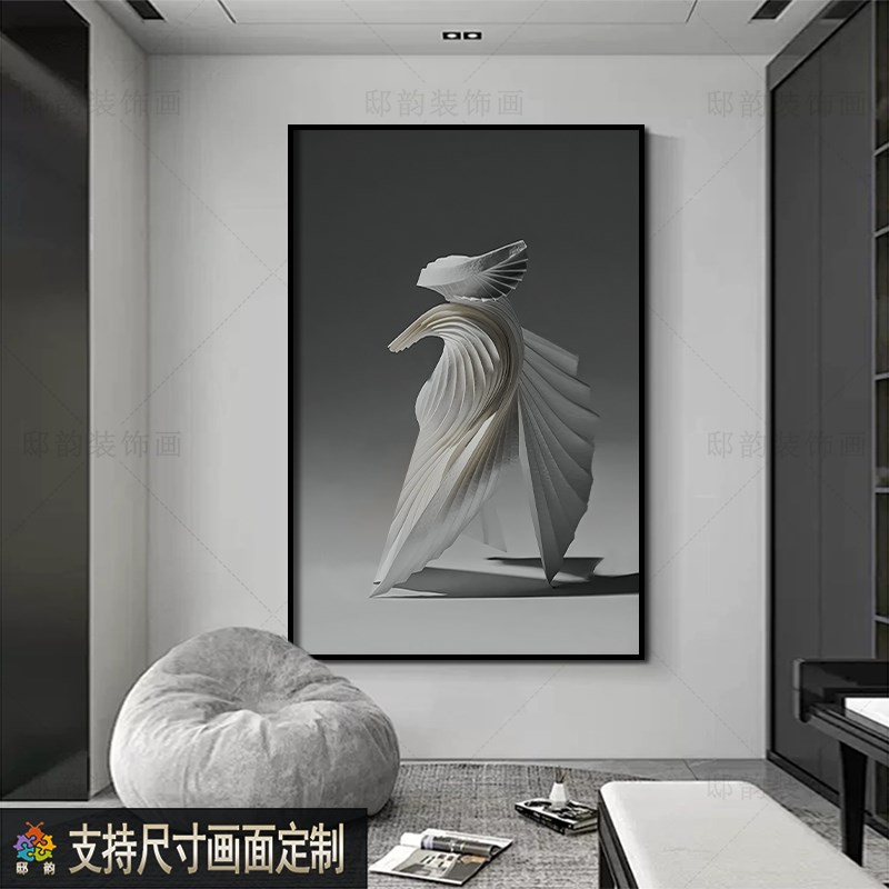 意式极简沙发背景墙装饰画客厅餐厅玄关过道挂画奶油风无框画定制图片