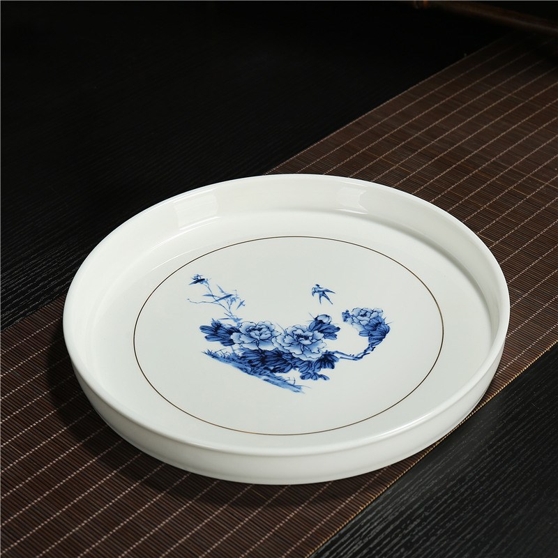 陶瓷果盘茶具酒具托盘  圆形平盘 中欧日式 田园古典茶盘