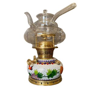空气灯精品复古茶灯 活火煤油灯功夫茶煮茶炉 中式景泰蓝煮水茶器