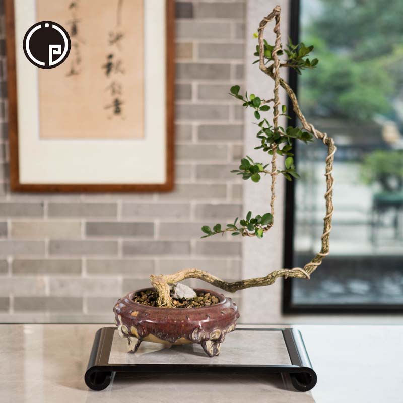 新中式铝合金花架子桌面奇石古董茶具底座户外植物架阳台轻奢矮几
