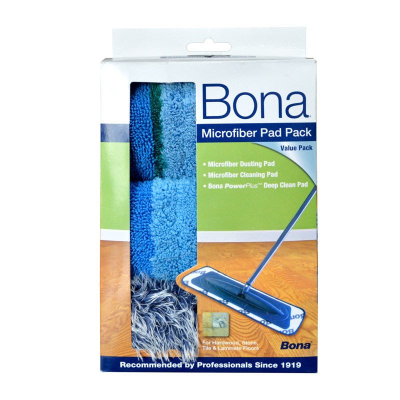Bona博纳 加厚纤维清洁垫家用拖布静电除尘拖把墩布3块组合套装