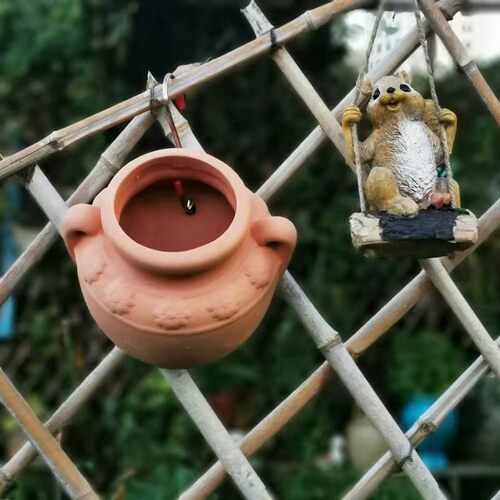 陶土壁挂花盆多肉垂吊矮牵牛篱笆墙阳台陶瓷红陶挂壁陶盆园林欧式