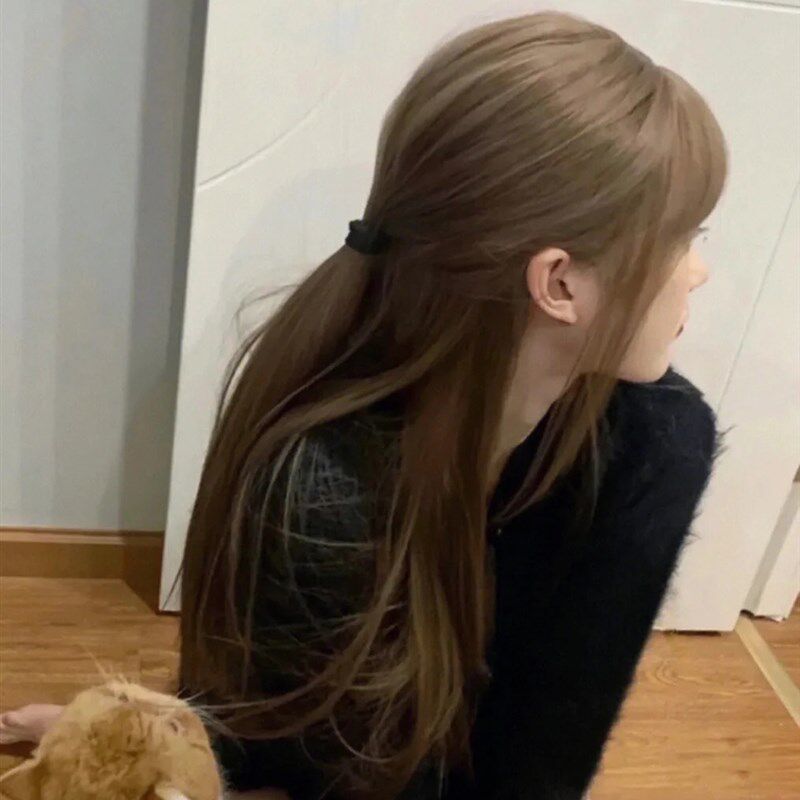 黑色草莓假发女长发冷棕色漫画刘海长直发网红齐刘海甜美jk全头套
