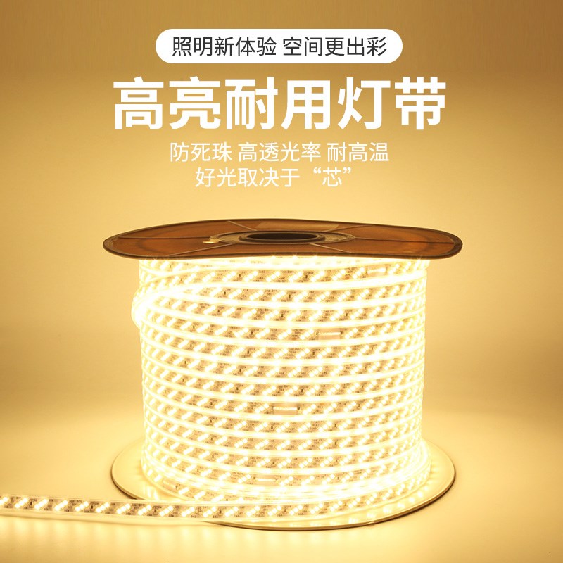 led灯带超亮220v户外防水工程亮化家用客厅吊顶室外三色暖光灯条