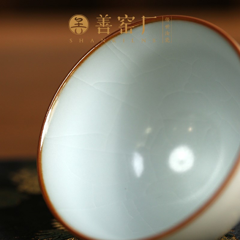 善窑厂汝瓷兔年生肖款茶杯主人杯单杯开片可养汝瓷鸡心杯送礼茶具