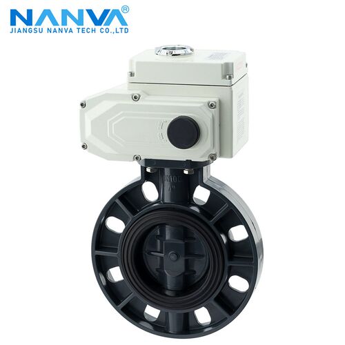 南阀AX-D971X-10S电动UPVC塑料对夹式软密封蝶阀  电动塑料蝶阀