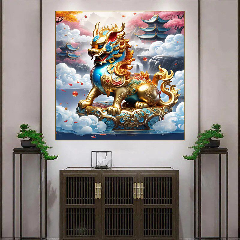 高级貔貅祥云招财转运自粘镇宅墙贴画海报龙年门窗家居贴纸装饰画