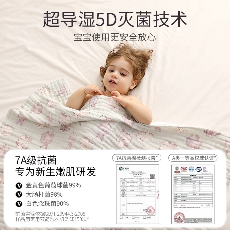婴儿纱布浴巾宝宝全棉泡泡纱洗澡儿童浴巾超软吸水包巾纯棉新生