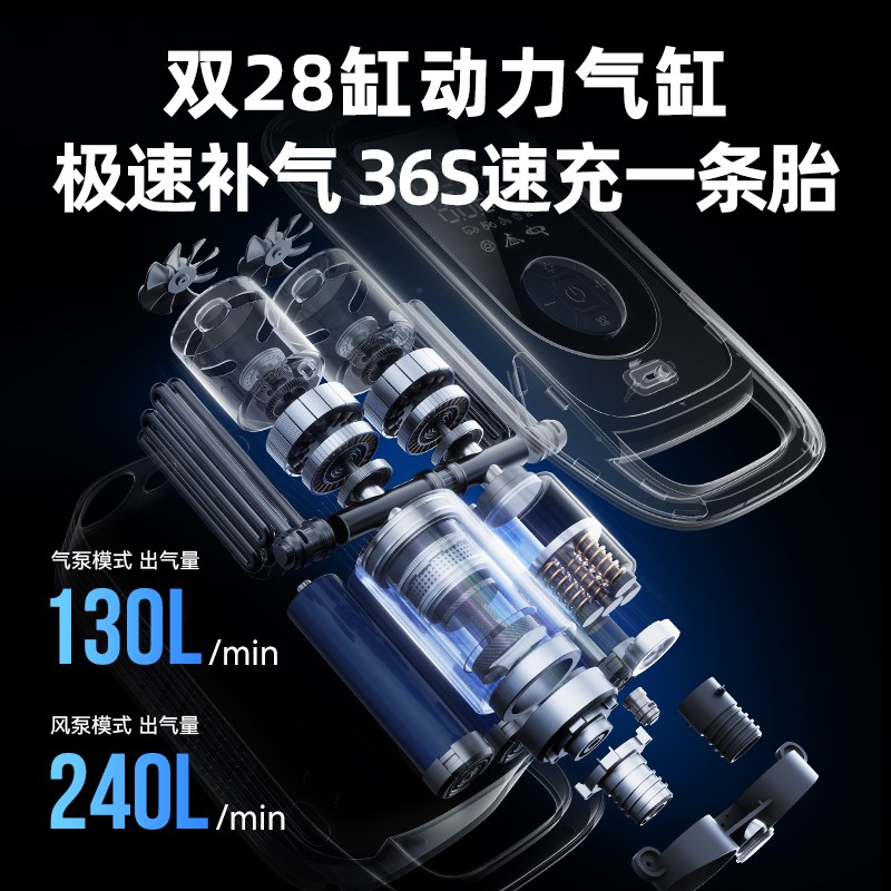 沃橙浆板打气机橡皮艇帐篷户外露营电动车载打气泵抽充两用多功能