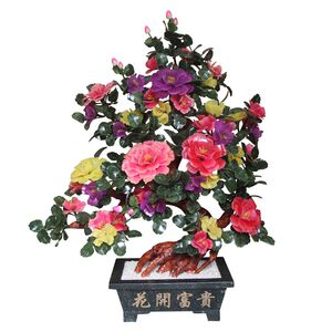 大型玉石花工艺品客厅家居饰品古风茶楼装饰品大摆件玉雕创意盆景